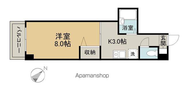 第3エスパース(1K/4階)の間取り写真