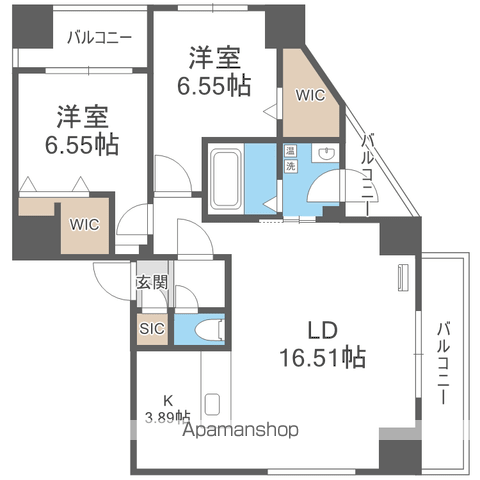 ウェルズN5(2LDK/11階)の間取り写真