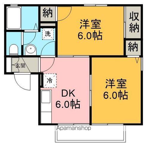 ジュピターズB(2DK/2階)の間取り写真