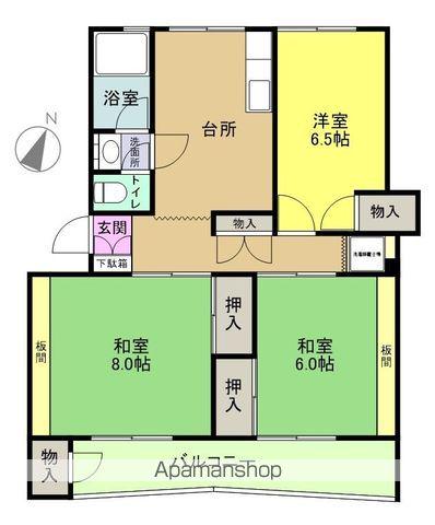 ラ・ボヌール(3DK/3階)の間取り写真