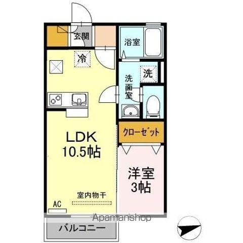 ベルタ松縄(1LDK/1階)の間取り写真