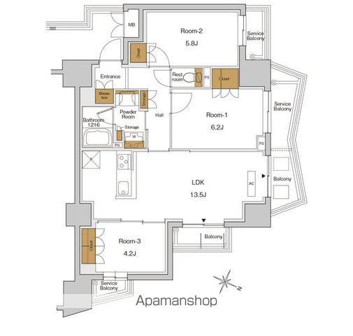 RJRプレシア東十条ガーデン(3LDK/7階)の間取り写真