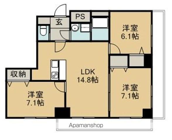 カスタリア榴ヶ岡(3LDK/11階)の間取り写真