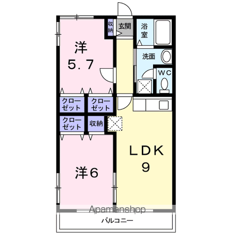 リヴィエールⅢ(2LDK/2階)の間取り写真