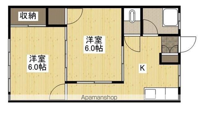石田ビル(2K/1階)の間取り写真
