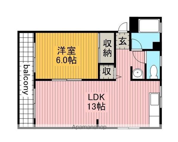 サンハイツ(1LDK/2階)の間取り写真
