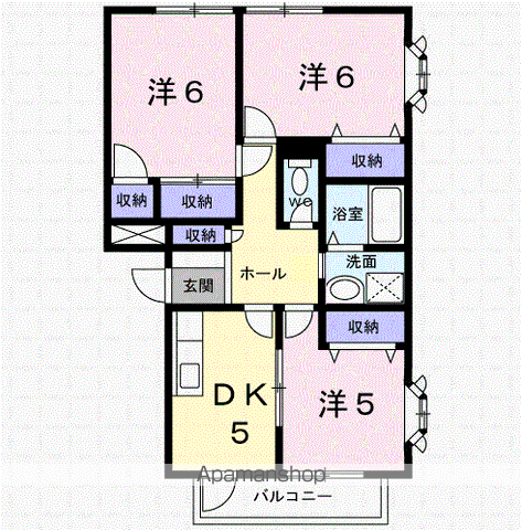 クローバーヒルズC(3DK/1階)の間取り写真