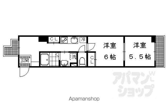第二下堤谷口マンション(2K/4階)の間取り写真