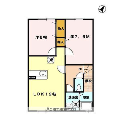 グランモア三好B(2LDK/2階)の間取り写真