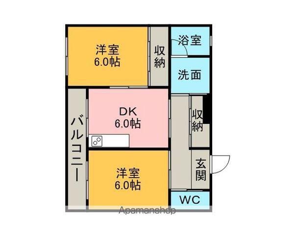 サンモール今本(2DK/1階)の間取り写真