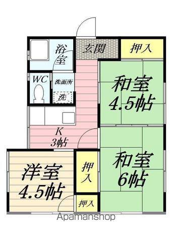 東海道本線 平塚駅 バス乗車時間:10分 下花水橋バス停で下車 徒歩1分 1階建 築50年(3K)の間取り写真