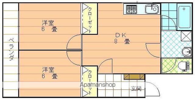 緑風館山西町(2DK/2階)の間取り写真