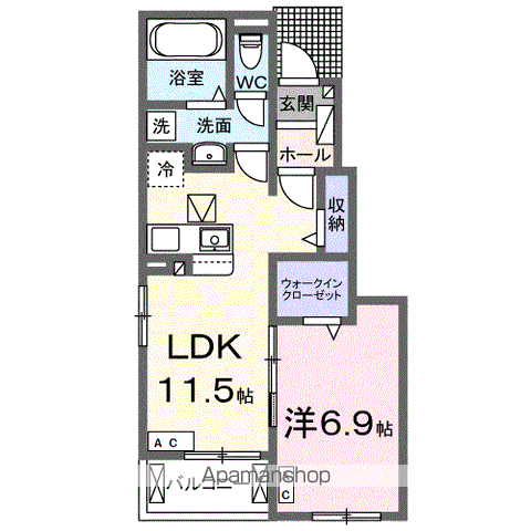 リーフⅡ(1LDK/1階)の間取り写真