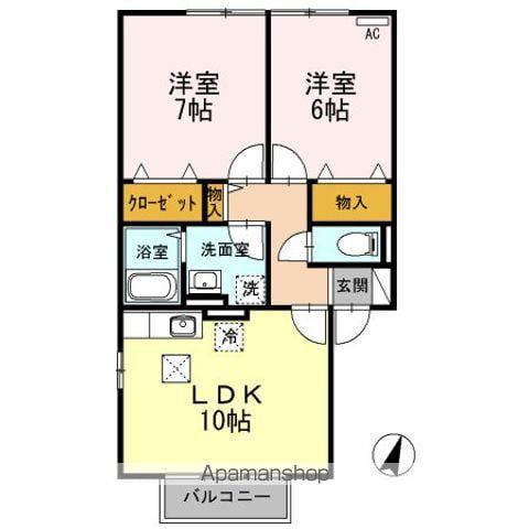 セジュールミゾカワB(2LDK/1階)の間取り写真