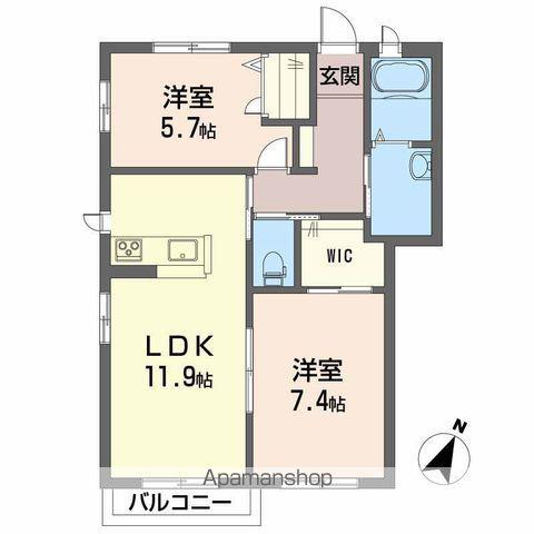 メゾンSOWACA A棟(2LDK/2階)の間取り写真