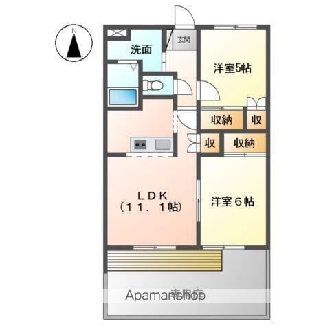 エバーハイツYASUDA(2LDK/1階)の間取り写真