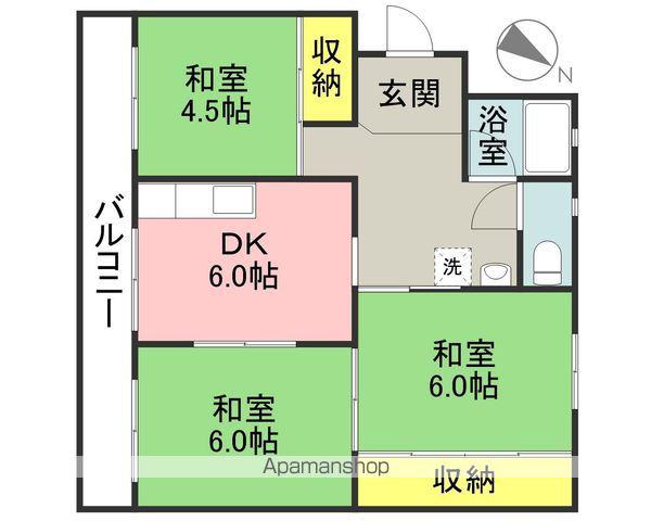夏吉グリーンハイツ(3DK/2階)の間取り写真