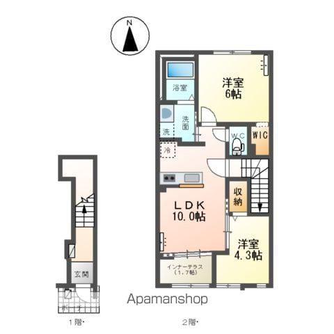 館林市城町アパート(2LDK/2階)の間取り写真