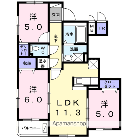 グランドコモンズⅡ(3LDK/1階)の間取り写真