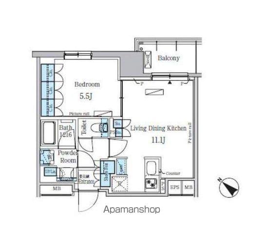 パークアクシス東日本橋ステーションゲート(1LDK/6階)の間取り写真