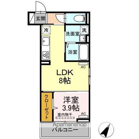 ディアライズ新宿通6丁目(1LDK/3階)の間取り写真