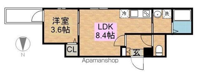 CHERIM築地口Ⅲ(1LDK/2階)の間取り写真