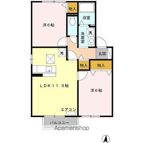 グランビュー ききょう A/B/C(2LDK/1階)の間取り写真