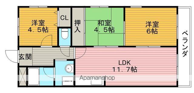ジェンティールトータス(3LDK/2階)の間取り写真
