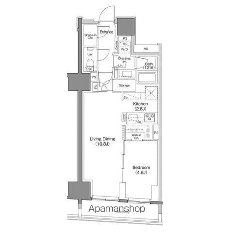 ザ・パークハビオ日本橋馬喰町(1LDK/2階)の間取り写真