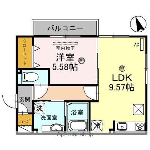 フラン岡(1LDK/1階)の間取り写真