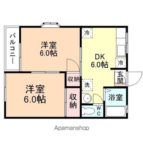 ソルシェ・K C(2DK/1階)の間取り写真