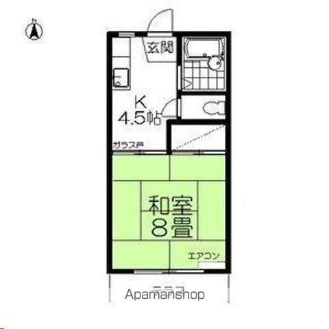 ハピネス古城Ⅰ(1K/1階)の間取り写真