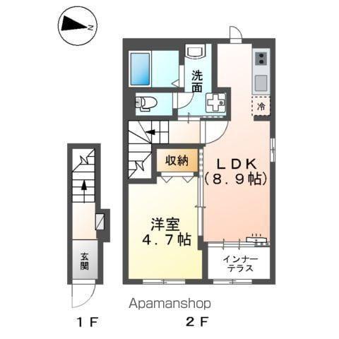 アンセリジェⅡ(1LDK/2階)の間取り写真