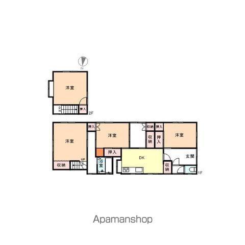 富山地鉄富山港線 奥田中学校前駅 徒歩16分 2階建 築61年(4SDK)の間取り写真