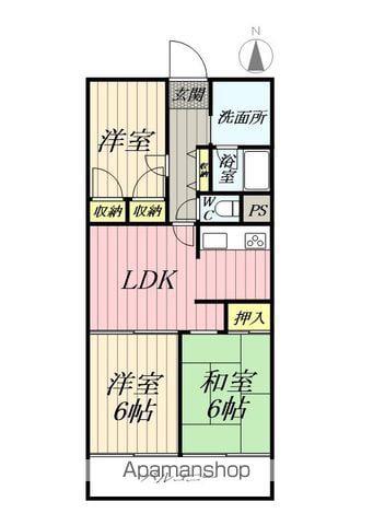 グレースハイツ三郷(3LDK/2階)の間取り写真