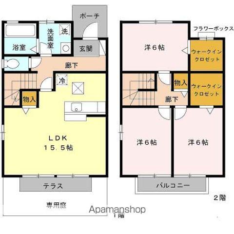 楠風館 D棟(3LDK)の間取り写真