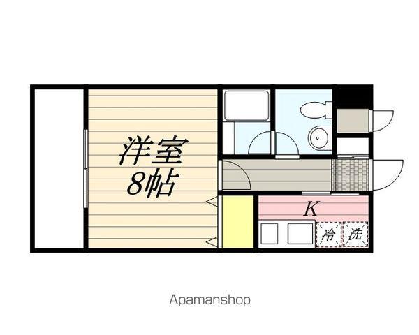 ピュアドームグレース博多(1K/2階)の間取り写真