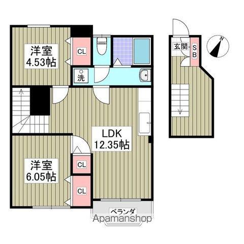 サンパティークA(2LDK/2階)の間取り写真
