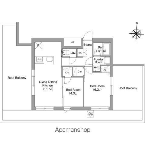 コンフォリア・リヴ両国イースト(2LDK/7階)の間取り写真