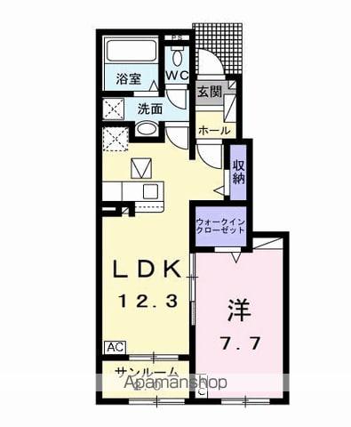 グロリアス丸野(1LDK/1階)の間取り写真