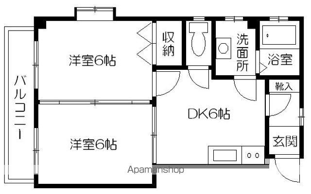 グリーンハイツ2番館(2DK/1階)の間取り写真