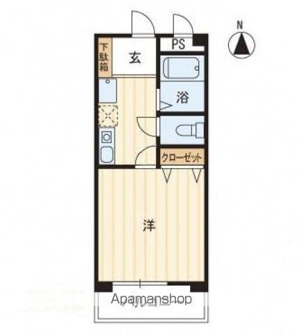 グランディⅡ(1K/1階)の間取り写真