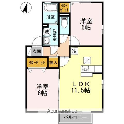 セジュール三条 A棟(2LDK/1階)の間取り写真