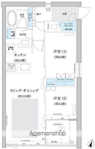 ガーデニエール砧 ウエスト(2LDK/4階)の間取り写真