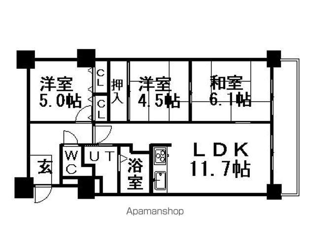 クリオ行啓通参番館(3LDK/6階)の間取り写真