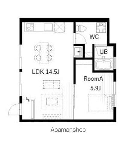 ロカド香久山C棟(1LDK/1階)の間取り写真