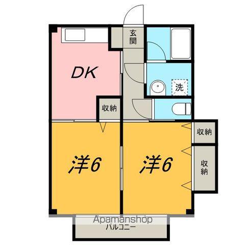 ファミール大島Ⅱ(2DK/2階)の間取り写真