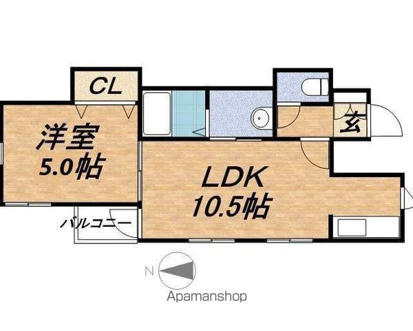 グランディール南10条 (1LDK/1階)の間取り写真