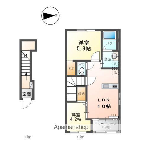 サルドゥ レ ユニオン(2LDK/2階)の間取り写真