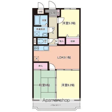 堂ヶ迫ますい(3LDK/1階)の間取り写真